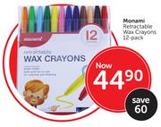 Monami Retractable Wax Crayons 12's-Per Pack