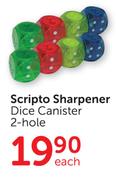 Scripto Sharpener 2 Hole Dice Canister-Each