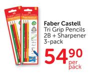 Faber Castell Tri Grip Pencils 2B+Sharpener 3's