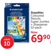 Staedtler Coloured Pencils Super Jumbo 12's+Sharpener 