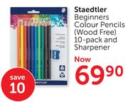 Staedtler Beginners Colour Pencils(Wood Free) 10's+Sharpener 