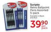 Scripto Retro Ballpoint Pens 5-Pack-Per Pack