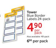Tower Blue Border Labels-48 Piece Per Pack