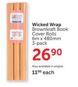 Wicked Wrap Brownkraft Book Cover Rolls 6m x 480mm-3 Pack
