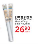 Back To School Clear Poly Wrap Heavy Duty 6m x 480mm-Each