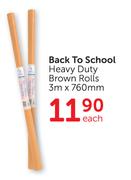 Back To School Heavy Duty Brown Rolls 3m x 760mm-Each