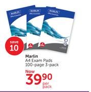 Marlin A4 Exam Pads 100 Page 3 Pack-Per Pack