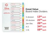Great Value Board Index Dividers Jan-Dec-Each