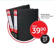 Great Value Lever Arch Board Files-2 Pack Per Pack