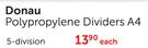 Donau Polypropylene A4 Dividers-5 Division Each