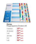 Donau Polypropylene A4 Dividers-10 Division Each