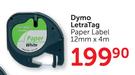 Dymo Letra Tag Paper Labels 12mm x 4m