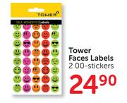 Tower Faces Labels-200 Stickers