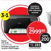 Epson Ink Tank L3110 Printer Includes Enough Ink To Print 13000 Pages