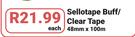 Sellotape Buff/Clear Tape-48mm x 100m Each