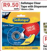 Sellotape Clear Tape With Dispenser-18mm x 20m Each