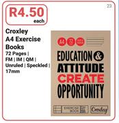 Croxley A4 Exercise Books 72 Pages/FM/IM/QM/Unruled/Speckled/17mm-Each
