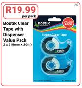Bostik Clear Tape With Dispenser Value Pack 2 x (18mm x 20m)-Per Pack
