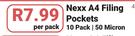Nexx A4 Filing Pockets 10 Pack/50 Micron-Per Pack