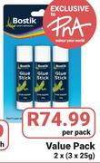 Bostik Glue Stick Value Pack-2 x 3 x 25g Per Pack