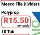 Meeco File Dividers Polyprop 10 Tab-Per Pack