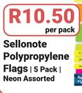 Sellonote Polypropylene Flags Neon-5's Per Pack