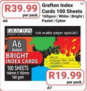 Grafton Index Cards A6 100 Sheets 160gsm-Per Pack