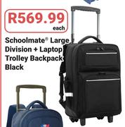 Schoolmate Large Division + Laptop Trolley Backpack Black-Each