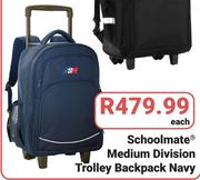 Schoolmate Medium Division Trolley Backpack Navy-Each