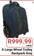 Boomerang X-Large Wheel Trolley Backpack Grey-Each