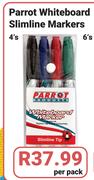 Parrot Whiteboard Slimline Markers-4's Per Pack