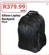 Edison Laptop Backpack Black-Each