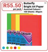 Butterfly Bright A4 Paper 100 Sheets 80gsm-Per Pack