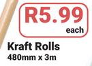 Kraft Roll-480mm x 3m Each