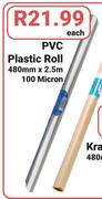 PVC Plastic Roll 100 Micron-480mm x 2.5m Each