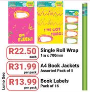 Lumo Geo A4 Book Jackets Assorted Pack Of 5-Per Pack