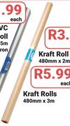 Kraft Roll-480mm x 3m Each