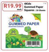 4 Kids Gummed Paper Squares/20 Sheets-Each