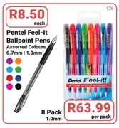 Pentel Feel-It Ballpoint Pens 1.0mm-8's Per Pack