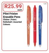 Pilot Frixion Erasable Pens Clicker, Point & Rollerball-Each
