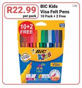 BIC Kids Visa Felt Pens-10+2 Free Per Pack