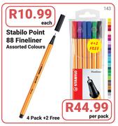 Stabilo Point 88 Fineliner-4 + 2 Per Pack