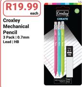 Croxley Mechanical Pencil 3 Pack/0.7mm Lead HB-Each