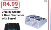 Croxley Create 2 Hole Sharpener With Barrel-Each