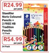 Staedtler Noris Coloured Pencils + 2 Free HB Traditions Pencils-12's Per Pack
