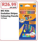 BIC Kids Evolution Stripes Colouring Pencils-12's Per Pack
