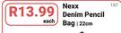 Nexx Denim Pencil Bag 22cm-Each