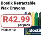 Bostik Retractable Wax Crayons Pack Of 12-Per Pack