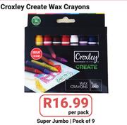 Croxley Create Wax Crayons Super Jumbo/Pack Of 9-Per Pack