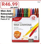 Mon-Ami Retractable Wax Crayons Pack Of 12-Per Pack